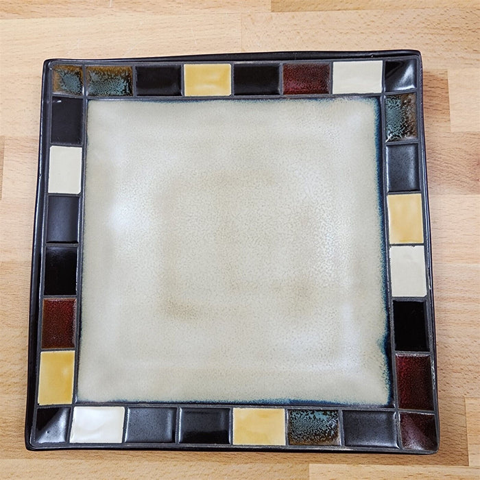 Home Trends Mosaic Tile Set of 4 Square Salad Dessert Plate 7.5 Inch (19cm)