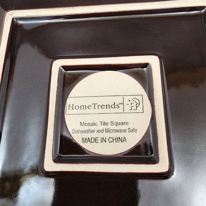 Home Trends Mosaic Tile Set of 4 Square Salad Dessert Plate 7.5 Inch (19cm)