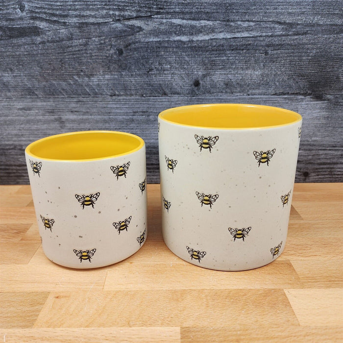 Honey Bee Canister Embossed Set by Blue Sky 4" & 5" Kitchen Home Décor Pot