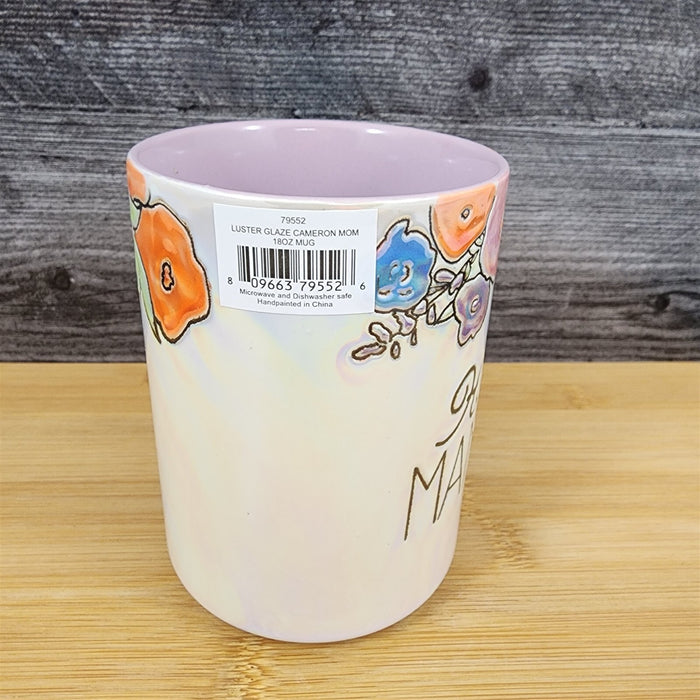 Hot Mama Coffee Mug Ceramic Embossed White Floral Tea Cup Mom by Blue Sky