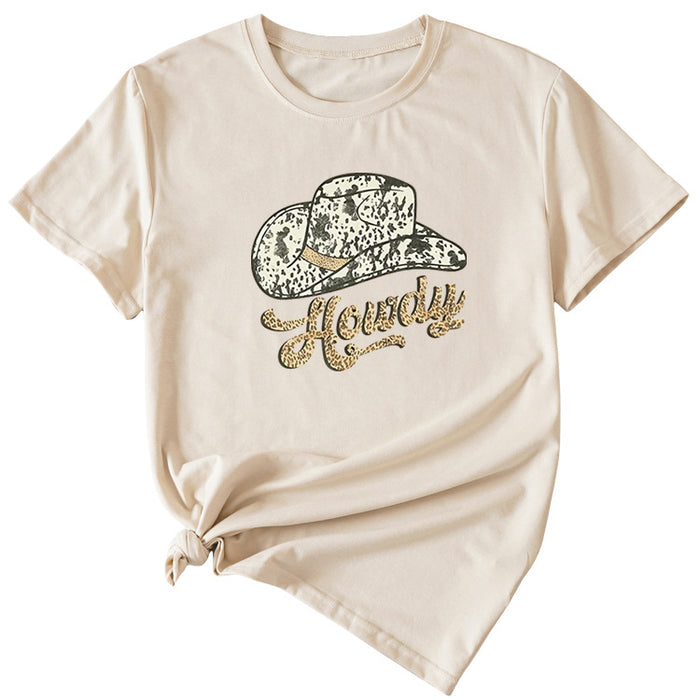Howdy Funny Graphic Short Sleeve Crew Neck Top T-shirt
