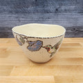 Hummingbird Floral Bowl 6 inch (15 cm) Ceramic Beige Dish by Blue Sky