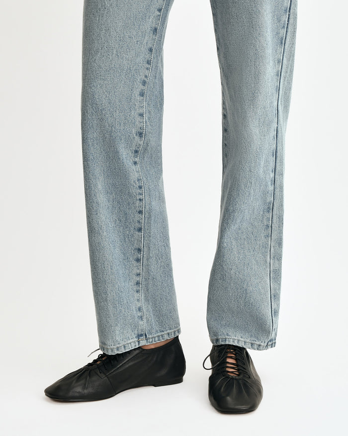 HUNTER CASUAL FLATS BLACK LEATHER