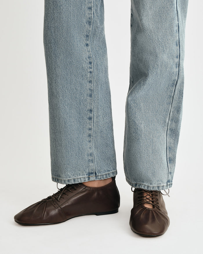 HUNTER CASUAL FLATS CHOCOLATE LEATHER