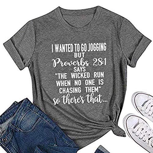 I Wanted to go Jogging But Proverbs 28:1 T-Shirt Christian Shirt