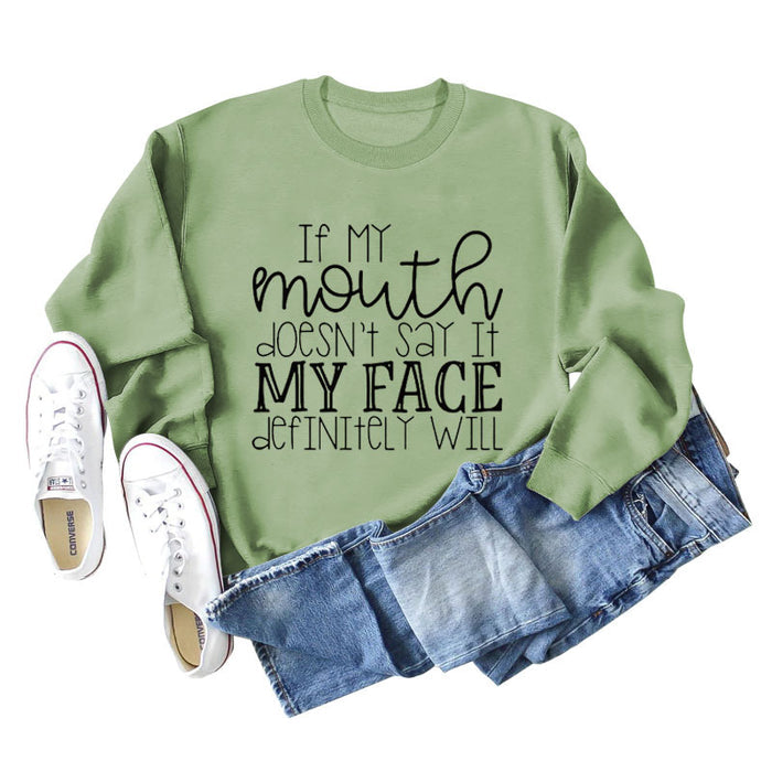 Olive green sweater (black font) / S