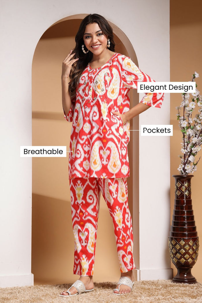 Pregnancy Ikat Illusion Maternity And Feeding Friendly  Co-Ord Set