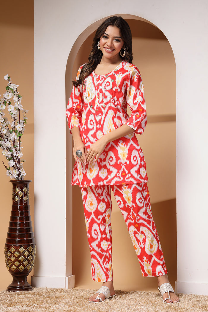 Maternity Pregnancy Ikat Illusion Maternity And Feeding Friendly  Co-Ord Set