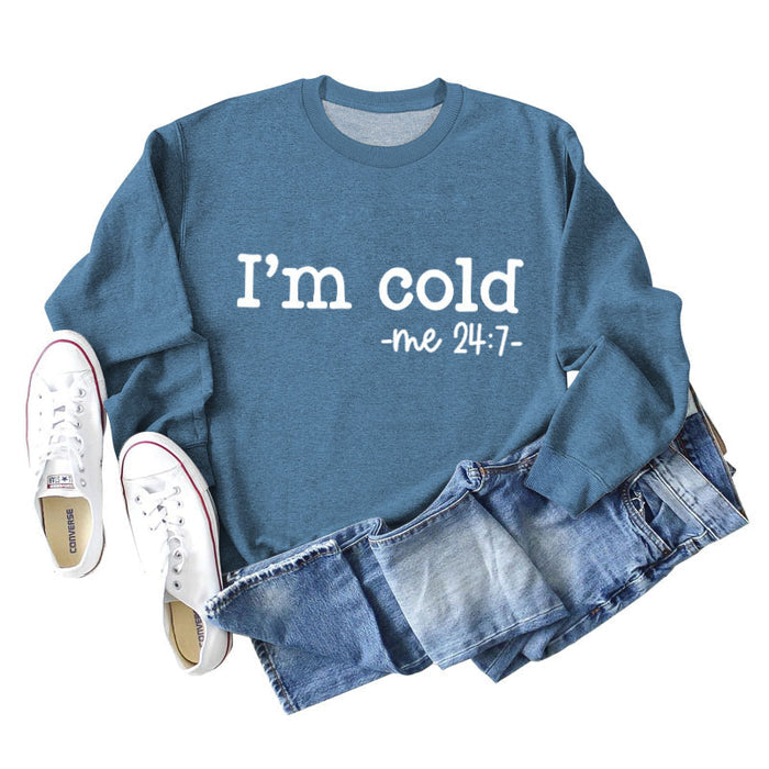 Blue sweater (white font) / S