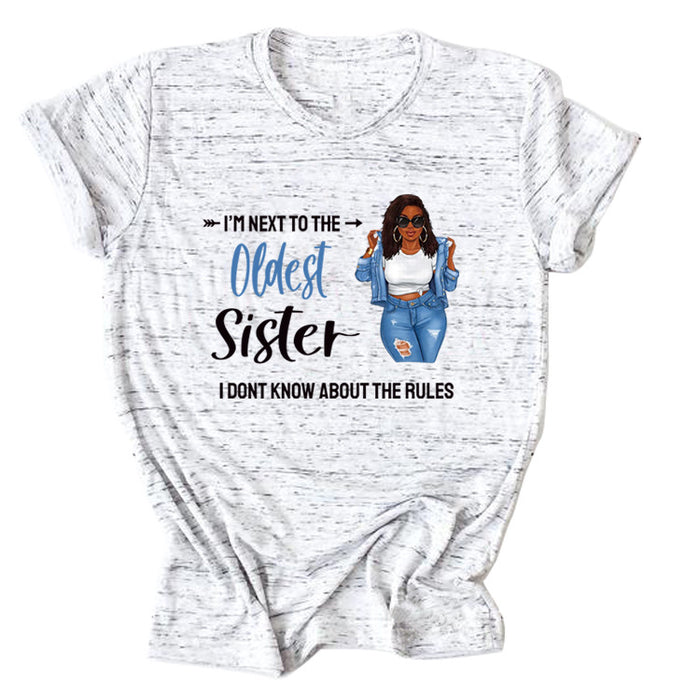 I'M NEXT TO THE Round Neck Fashion Letter Plus Size Womens T-shirt Loose Short Sleeve