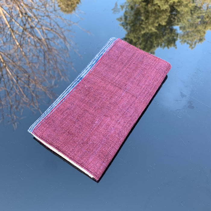 Red long purse, Hemp fabric, Indigo batik, H'mong pattern