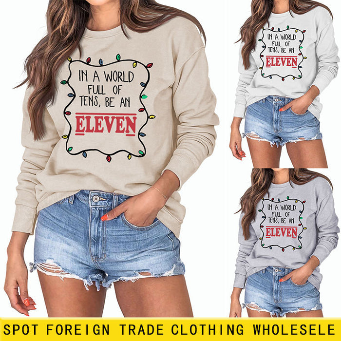 IN A WORLD FULL CREWNECK LETTERING LOOSE BOTTOMED LONG-SLEEVED SWEATSHIRT WOMAN