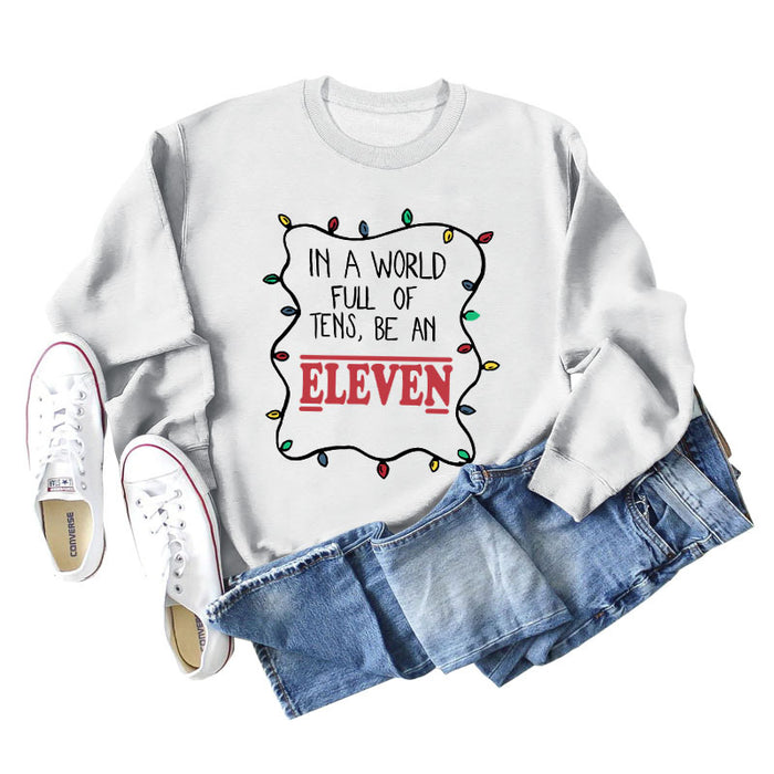 IN A WORLD FULL CREWNECK LETTERING LOOSE BOTTOMED LONG-SLEEVED SWEATSHIRT WOMAN