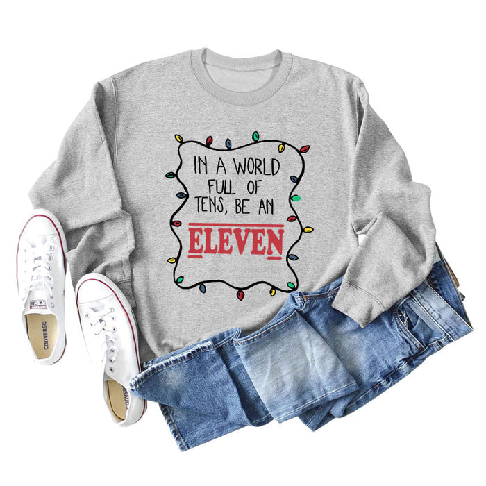 IN A WORLD FULL CREWNECK LETTERING LOOSE BOTTOMED LONG-SLEEVED SWEATSHIRT WOMAN