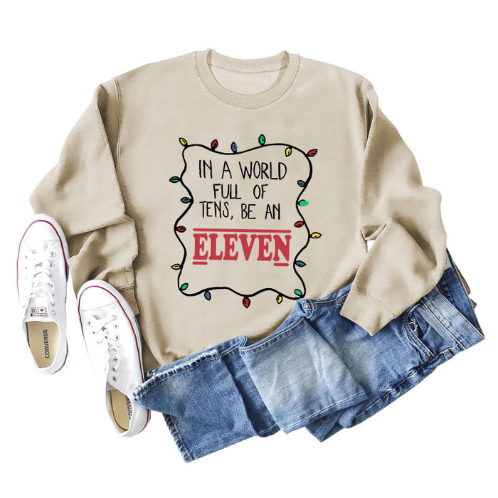 IN A WORLD FULL CREWNECK LETTERING LOOSE BOTTOMED LONG-SLEEVED SWEATSHIRT WOMAN