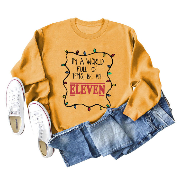 IN A WORLD FULL CREWNECK LETTERING LOOSE BOTTOMED LONG-SLEEVED SWEATSHIRT WOMAN