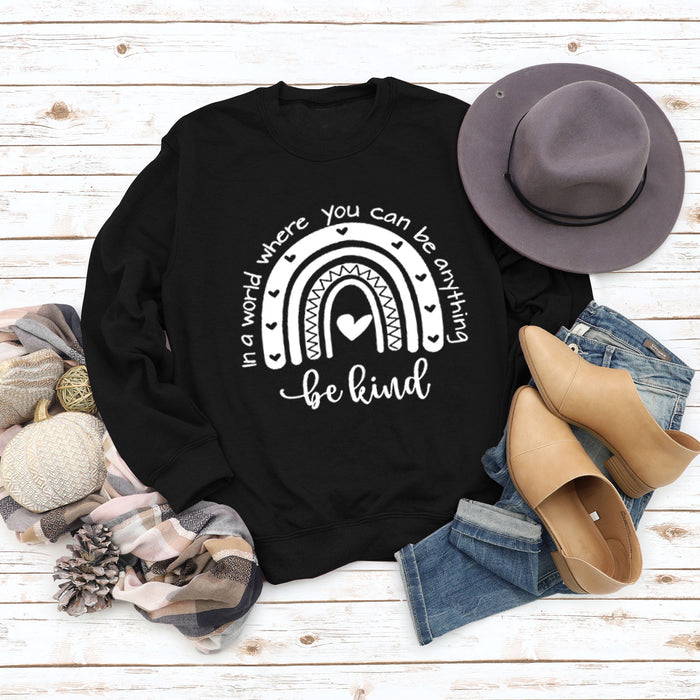 In A World Where Round Neck Letter Women Tops Long Sleeve Printed Sweatshirt