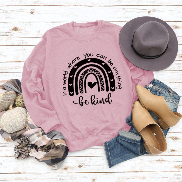 In A World Where Round Neck Letter Women Tops Long Sleeve Printed Sweatshirt