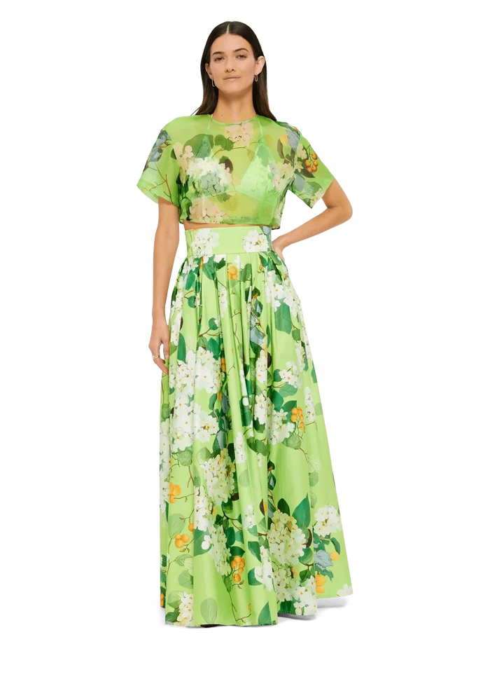 Indie Sleeve Top - Hydrangea Print in Lime - SODA Fashion Haus