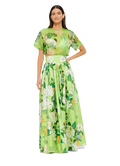 Indie Sleeve Top - Hydrangea Print in Lime - SODA Fashion Haus