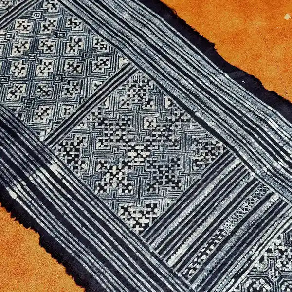 Indigo Geometric H’Mong Batik Cotton Fabric – Recycled