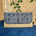 Vindigo long purse beige black embroidered front view