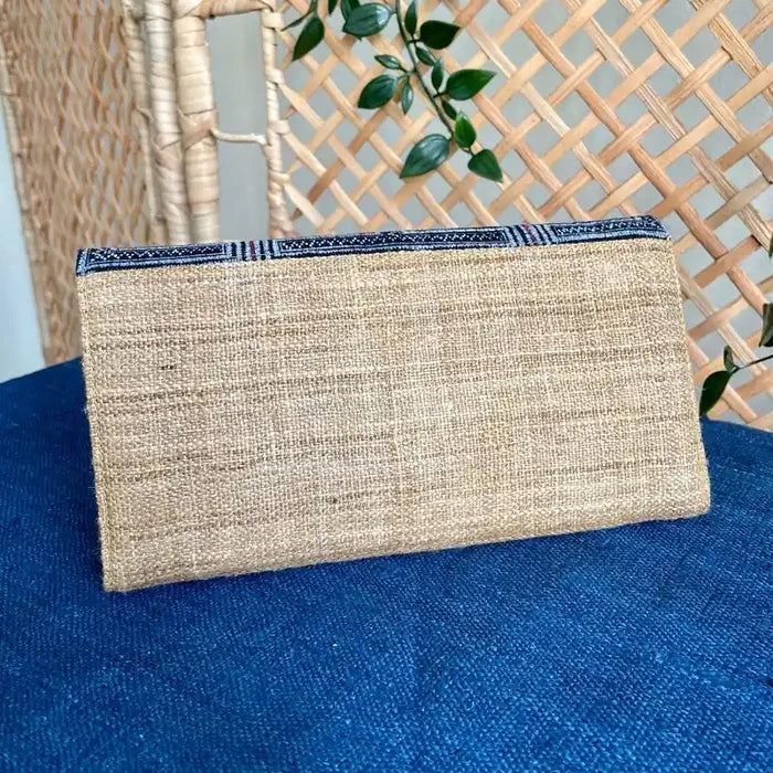 Vindigo long purse beige black embroidered back view