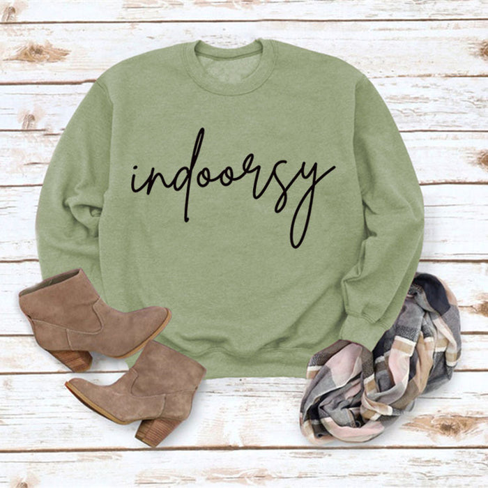 Olive green sweater (black font) / S