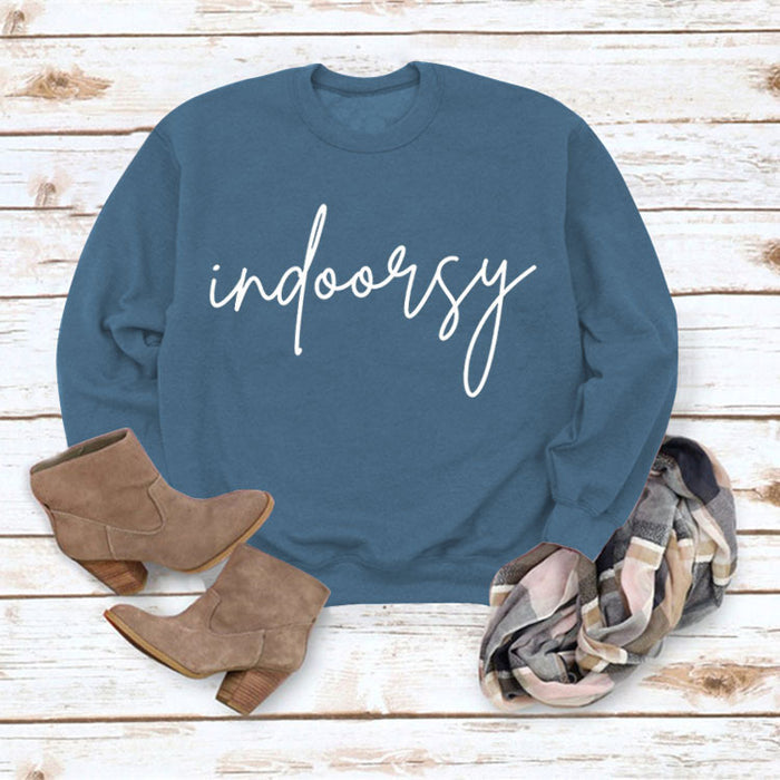Blue sweater (white font) / S