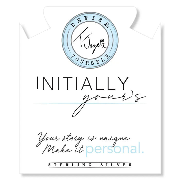 Initially Your's Blue Agate Stone Bracelet with Letter F Sterling Silver Charm