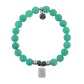 Initially Your's Peruvian Amazonite Stone Bracelet with Letter X Sterling Silver Charm
