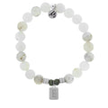Initially Your's White Chalcedony Bracelet with Letter E Sterling Silver Charm