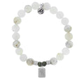 Initially Your's White Chalcedony Bracelet with Letter R Sterling Silver Charm