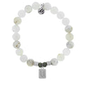 Initially Your's White Chalcedony Bracelet with Letter U Sterling Silver Charm