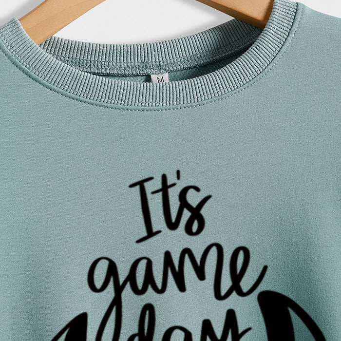 It's Game Day Letter Print Round Neck Autumn and Winter Long-sleeved Sweater