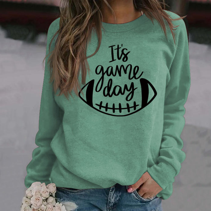 It's Game Day Letter Print Round Neck Autumn and Winter Long-sleeved Sweater