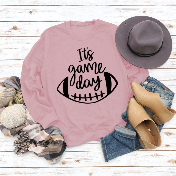 It's Game Day Letter Print Round Neck Autumn and Winter Long-sleeved Sweater
