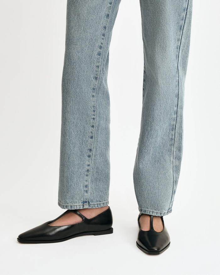 JENSON DRESS FLATS BLACK LEATHER