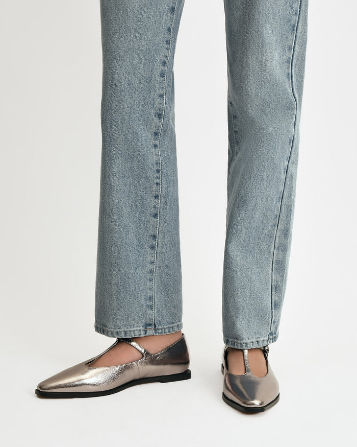 JENSON DRESS FLATS GUNMETAL LEATHER