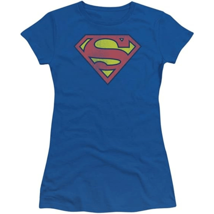 Junk Food Superman Distressed Logo Blueberry T-Shirt - TVStoreOnline