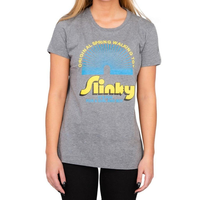 Juno Slinky Spring Walking Toy Gray Juniors T-Shirt-tvso