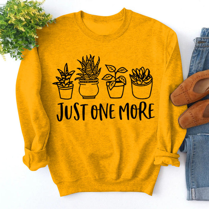 Just One More Pullover Simple Round Neck Top Long Sleeve Loose Sweater