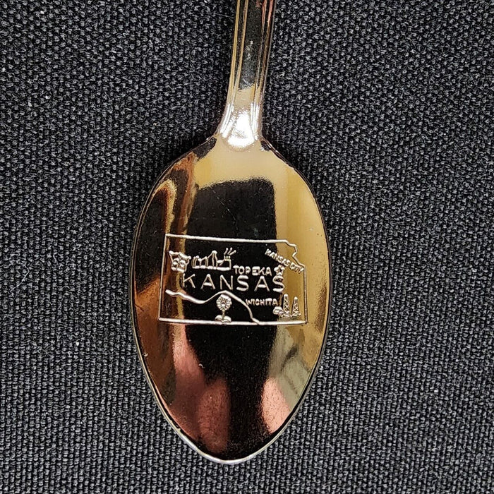 Kansas The Sun Flower State Collectible Souvenir Spoon 4.5" (11cm)