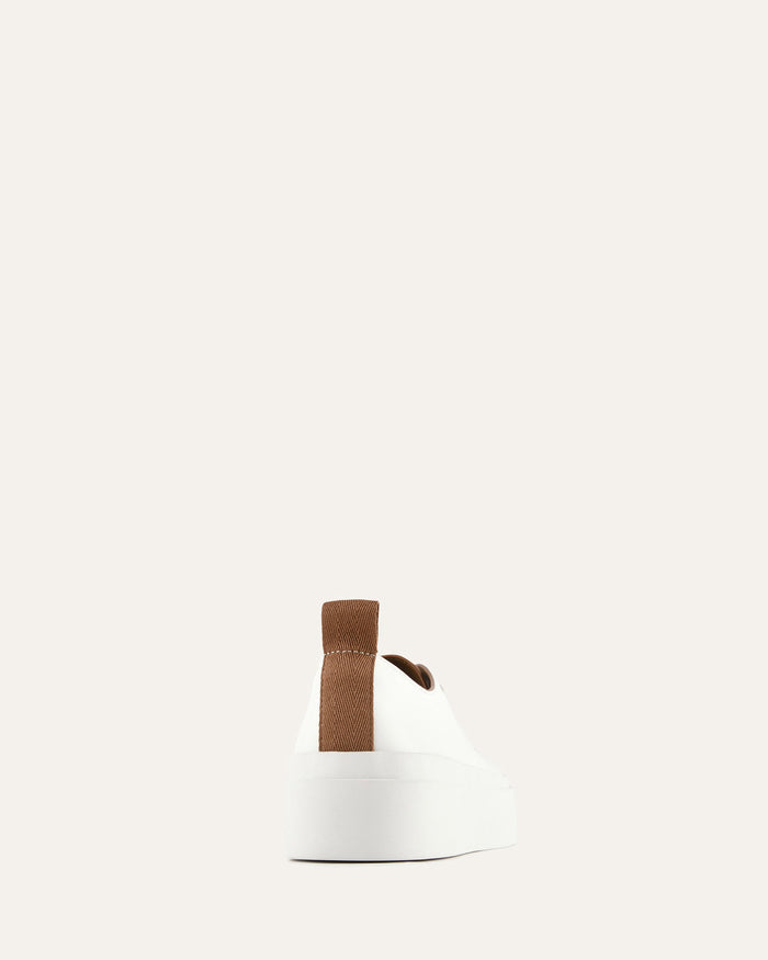 White container with a brown lid on a white background