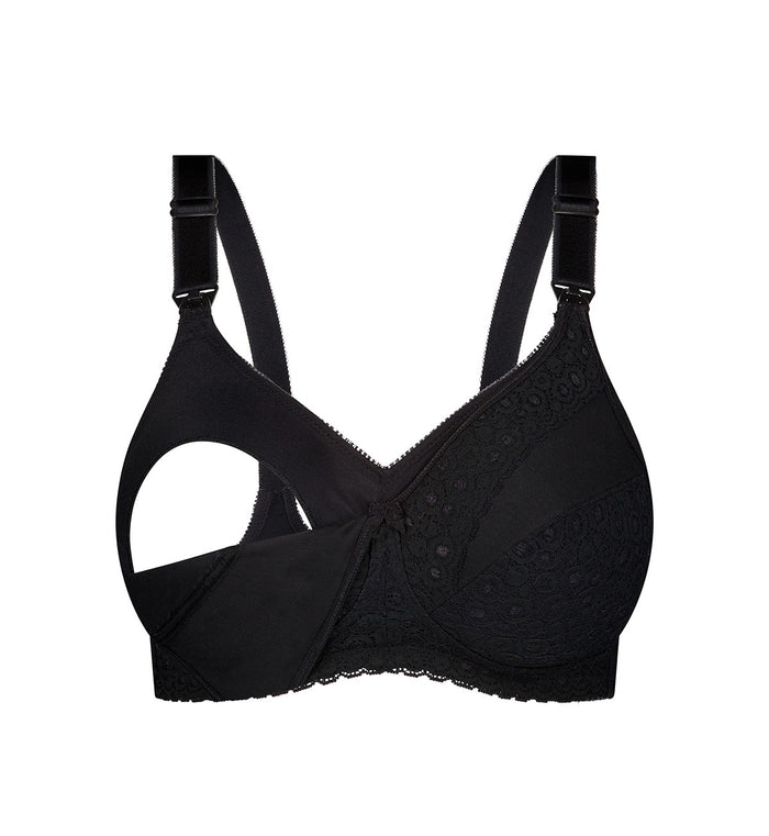 BLACK TRIUMPH LACE MATERNITY WIREFREE BRA
