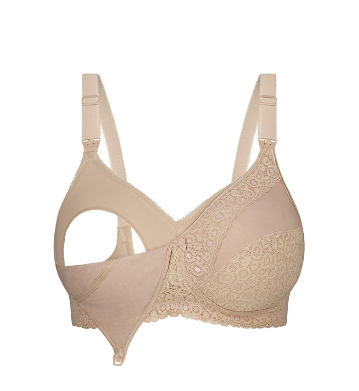 BEIGE TRIUMPH LACE MATERNITY WIREFREE BRA
