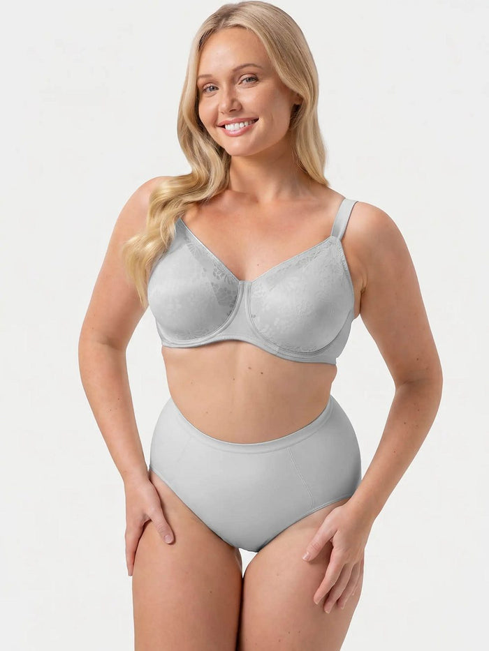 GREY TRIUMPH LACY MINIMISER BRA