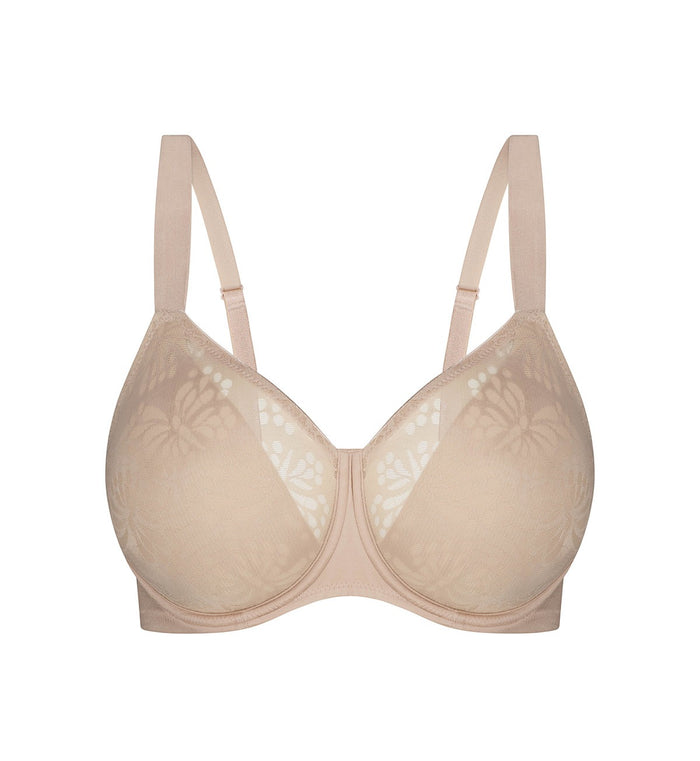 BEIGE TRIUMPH LACY MINIMISER BRA