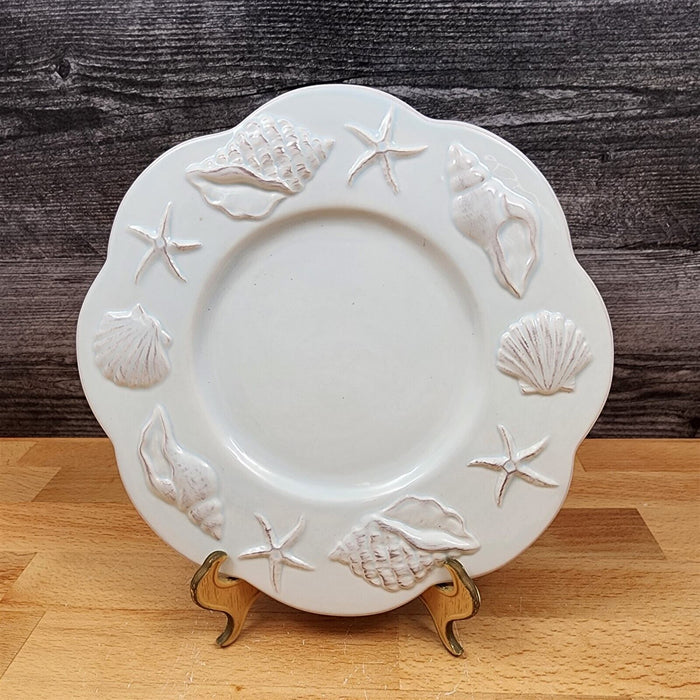 Laguna Coastal Blue Plate Set of 3 Embossed With Sea Shells Star Fish Blue Sky
