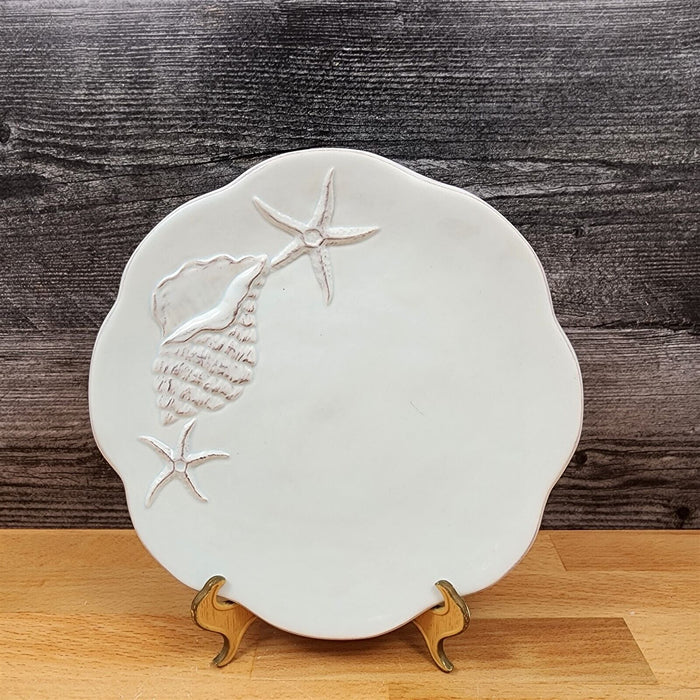 Laguna Coastal Blue Plate Set of 3 Embossed With Sea Shells Star Fish Blue Sky
